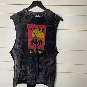 Cowboy Graphic Black Tank Top
